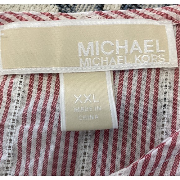 Michael Kors Top Blouse XXL  Cold Shoulder Summer Cold Shoulder Nautical Red - Picture 5 of 5